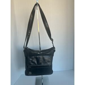 Giani Bernini Black Leather Crossbody Organizer Shoulder Bag‎ Purse